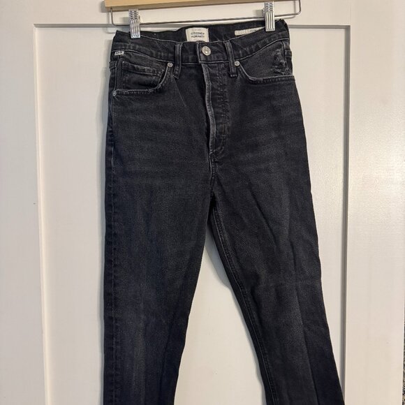 Citizens of Humanity Black High-Rise Straight Leg Jeans - Picture 1 of 6